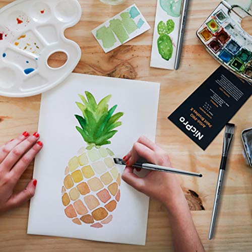 Nicpro 10 PCS Flat Paint Brush Set Art Painting Brushes for Acrylic Watercolor Oil Gouache, Craft Detail Face Body Painting Artist Kit for Kid & Nicpro