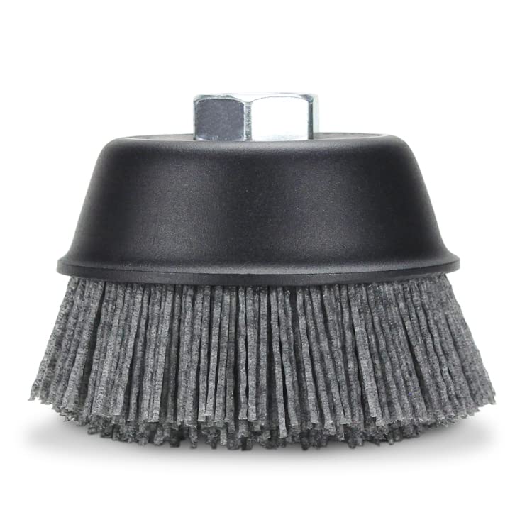 BHA 4" Abrasive Filament Nylon Bristle Cup Brush, 5/8-11 Threat Arbor - Gray (80 Grit) BHA