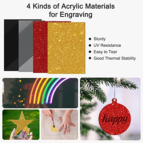 Csyidio 220 PCS Engraving Material Box, DIY Materials Apply to All Laser Engravers with Instructions, Laser Engraving Supplies Including Acrylic Csyidio