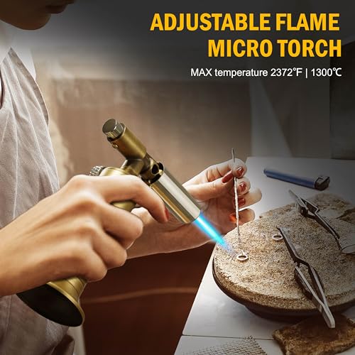 ravs Butane Torch, Pure Copper Kitchen Torch with Adjustable Flame, Mini Torch Lighters Butane Refillable, Culinary Torch for BBQ, Baking. Culinary ravs