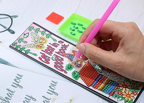 Diamond Painting Bookmarks Penta Angel PU Leather Resin Rhinestone Art Book Marker with Tassel Painting Tool Kit for Book Reader Adults Kids Home PENTA ANGEL