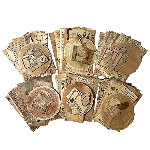 Maxleaf Vintage Time Collection Material Pack - 240PCS Vintage Plants Flowers Newspapers Maps Foods Collection Material Pack for Planners Scrapbook MAXLEAF