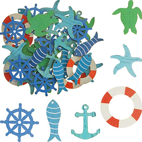 Coastal Cruise Ship Miniature Beach Themed Craft Wood Cutout Starfish, Sea  Turtle, Sea Ring, Captain Wheel and Fish Small Wood Nautical Marine –  WoodArtSupply