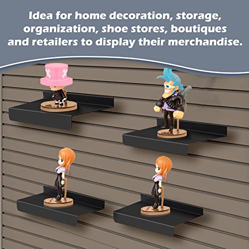 SNOGSWOG 4x10 Inch Slatwall Shelves Set of 8, Metal Slat Wall Shelves Accessories, Black Flat Display Shelves for Slat, Metal Retail Display for SNOGSWOG