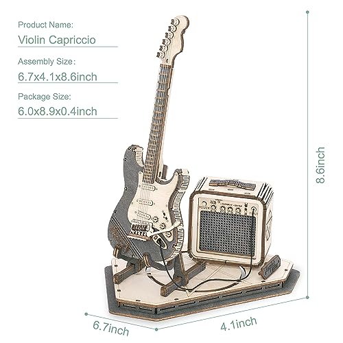 Rowood 3D Puzzles for Adults, DIY Wooden Model Kit for Adults to Build, STEM Electric Guitar Desk Toy Project for Kids, Birthday RoWood