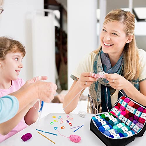 INSCRAFT 62 Acrylic Yarn Skeins, 2170 Yards Yarn for Knitting and Crochet, Includes 2 Crochet Hooks,2 Weaving Needles,10 Stitch Markers, Perfect INSCRAFT