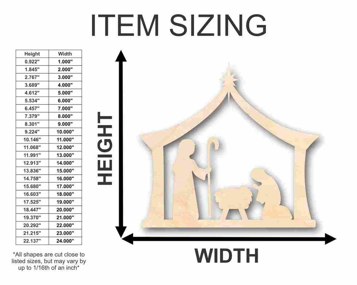Unfinished Wood Bethlehem Nativity Shape - Christmas - Craft - up to 24" DIY 10" / 1/8" 24 Hour Crafts