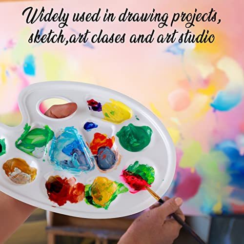 FANDAMEI 20 PCS Oval Paint Tray Palettes, Plastic Paint Tray Palettes, Paint Palettes Paint Pallets with Thumb Hole, for Adults & Kids, for Painting Fandamei