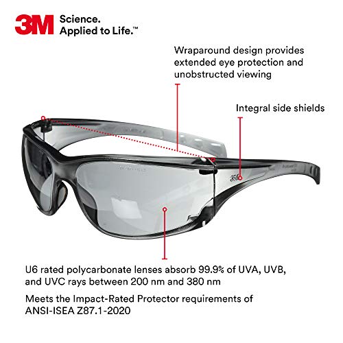 3M Safety Glasses, Virtua AP, 20 Pack, ANSI Z87, Gray Hard Coat Lens, Gray Frame, Side Shields 3M
