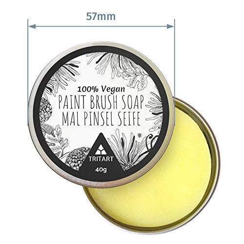 Tritart 100% Vegan Paint Brush Cleaner Soap for Makeup, Watercolor & Acrylic Paint Brushes - Lemon Scented Paint Soap for Cleaning Oil Paint Brushes Tritart