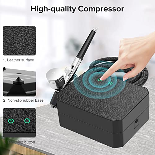 COSVII 40 PSI Airbrush Kit, Multi-Function Dual-Action Airbrush Set, Air Brush Kit with Air Compressor 3 Gears Pressure Adjustable for Painting Art COSVII