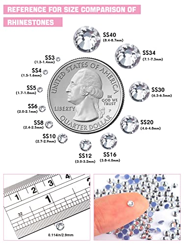 23040 Pieces Hotfix Rhinestones Bulk, Kalolary White Crystal Flatback Rhinestones for Crafts Clothes Nail Art Glass Rhinestones Gemstones with Kalolary