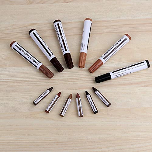 Furniture Repair Kit Wood Markers - Set of 12 - Markers and Wax Sticks with Sharpener Kit, for Stains, Scratches, Wood Floors, Tables, Desks, DAIXISM