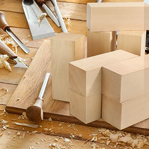 CYEAH 8 PCS Basswood Carving Block, 5 x 2 x 2 Inch Basswood for Wood Carving, Whittling Wood Carving Wood Blocks, Unfinished balsa Wood Blocks for CYEAH