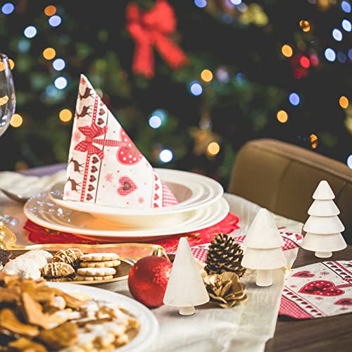 TEHAUX Unfinished Wood Christmas Tree 9pcs Wooden Christmas Trees to Paint Blank Wooden Peg Dolls Xmas Tree DIY Crafts Wooden Puppet Blank Figurines TEHAUX