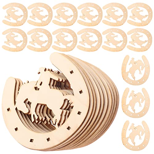 Wood Horseshoe Cutouts 48pcs Wood Discs Slices Horseshoe Shape Unfinished Wooden Cutouts for Christmas Craft DIY Home Decoration Wood Horseshoe EXCEART