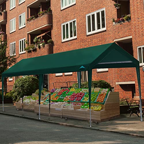ADVANCE OUTDOOR Adjustable 10x20 ft Heavy Duty Carports Car Canopy Garage Boat Shelter Party Tent, Adjustable Height from 9.5 ft to 11 ft, Green ADVANCE OUTDOOR