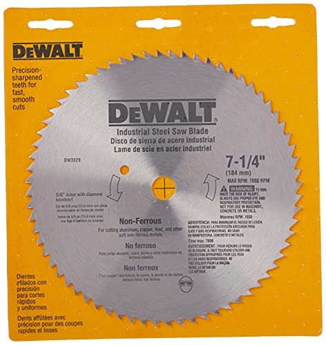 DEWALT Circular Saw Blade, 7 1/4 Inch, 68 Tooth, Metal Cutting (DW3329) DEWALT