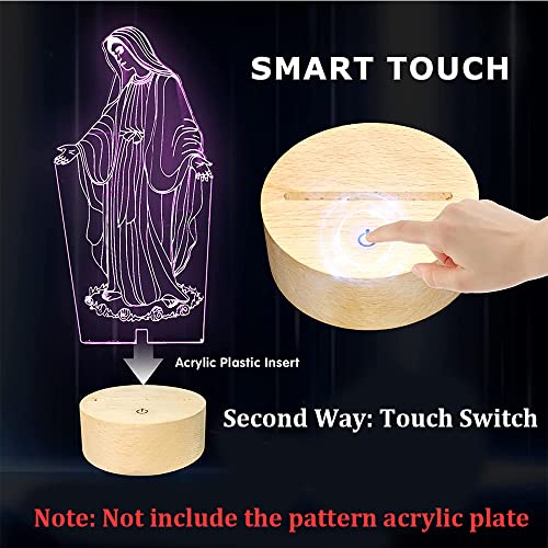 HYNNIO 4 Pack 3D Led Night Light Lamp Base, 3D Wood Light Base, Includes Remote Control, Charger Cable, Adjustable 7 Colors Lights Base HYNNIO