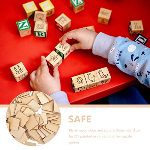 Operitacx 100pcs Square Wood Chips Square Wooden Chip Kids DIY Wood Slices Unfinished Wood Tag Wood Squares Wood Blanks for Crafts Blank Labels Solid Operitacx