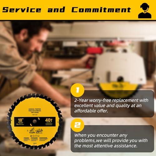Upgraded 10in 40T/60T (2-Pack) Compatible with DEWALT Table/Miter Saw Blade DWA-110CMB General Purpose Combo Pack Saw Blade Replace for OEM home