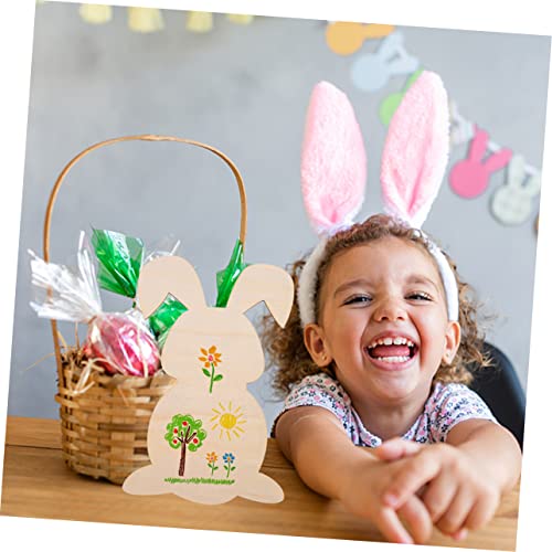 Kisangel 12 pcs Rabbit Shaped Wood Chips Unfinished Wood Bunny Easter Bunny Unfinished Wood Crafts Bunny Unfinished Wood Slices Decor Bunny Hanging Kisangel