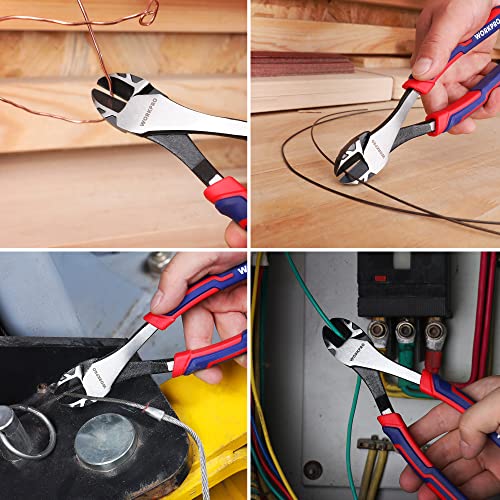 WORKPRO 8 Inch High Leverage Diagonal Pliers, Wire Cutters Heavy Duty in CRV Steel, Diagonal Cutters for Cutting Wires WORKPRO