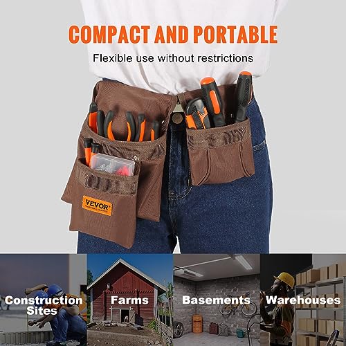 VEVOR Tool Belt, 13 Pockets, Adjusts from 29 Inches to 54 Inches, Polyester Heavy Duty Tool Pouch Bag, Detachable Tool Bag for Electrician, VEVOR