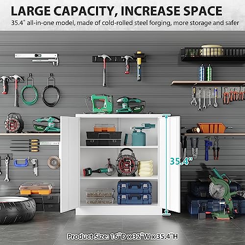 SISESOL Steel Storage Cabinet Office Cabinet with Shelves and 2 Doors, Metal Storage Cabinet Locking Steel Storage Cabinet,Locker Steel Counter SISESOL