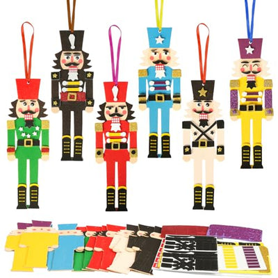 Fennoral 12 Pack Nutcracker Craft Kit for Kids Make You Own Foam Stickers Ornament DIY Christmas Arts and Crafts fo Chirstmas Party Supplies