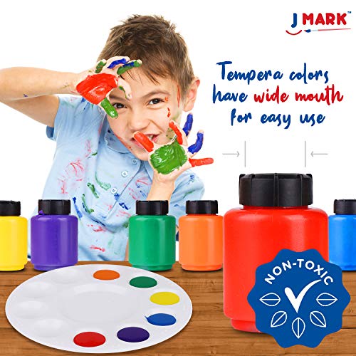 J MARK 32 Piece Toddler Painting Set – Spill Proof Paint Cups for Kids, Washable Kids Paint, Kids and Toddler Paint Set with Art Smock and More J MARK