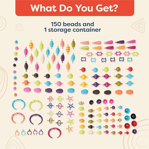 B. toys – Pop Arty! 150 Pcs- Jewlery Making Kit- Creative Pop Snap Bead Set for Kids –DIY Craft Jewelry Making Kit –Necklaces, Rings, Bracelets – 4 B. toys