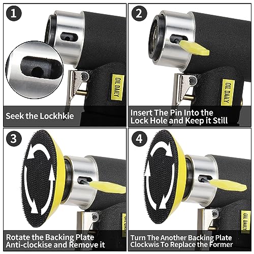 SI FANG 2'' 3'' Mini Orbital Air Sander High Speed Random Orbital Air Sander Detail Sander for Auto Body Work,Latest Stable Version SI FANG