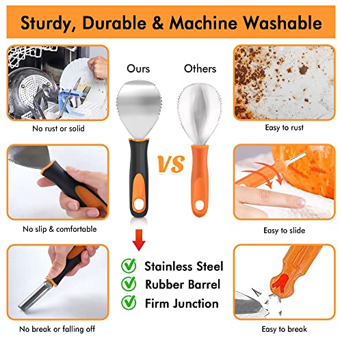 Shuttle Art 35 PCS Halloween Pumpkin Carving Kit, 11 PCS Professional Stainless Steel Pumpkin Carving Tools with 10 Stencils and 12 Electronic Shuttle Art