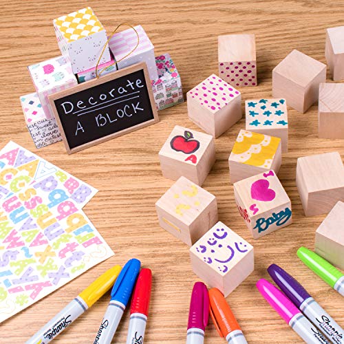 Unfinished Wood Blocks Cubes for Arts & Crafts DIY Projects (24 Pieces) Super Z Outlet