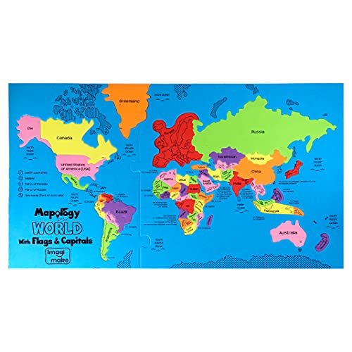 Imagimake Mapology World Map Puzzle - Includes Country Flags & Capitals | Educational Toys for Kids 5-7 | Fun Jigsaw Puzzle for Girls & Boys Toy Age Imagimake