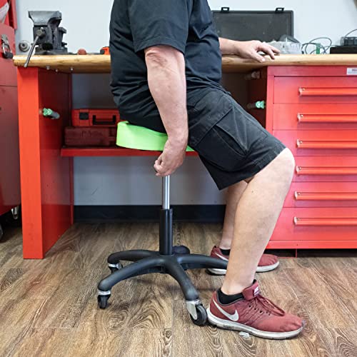 OEMTOOLS 24956 Heavy Duty Pneumatic Rolling Stool, Garage Stool with Wheels, Shop Stool on Wheels, Adjustable Height Stool, Rolling Work Seat, OEMTOOLS