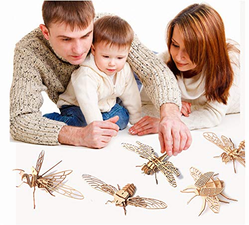 3D Wooden Insect Puzzle Set - 6 Engaging Models for DIY Assembly and Educational Fun i-CHONY
