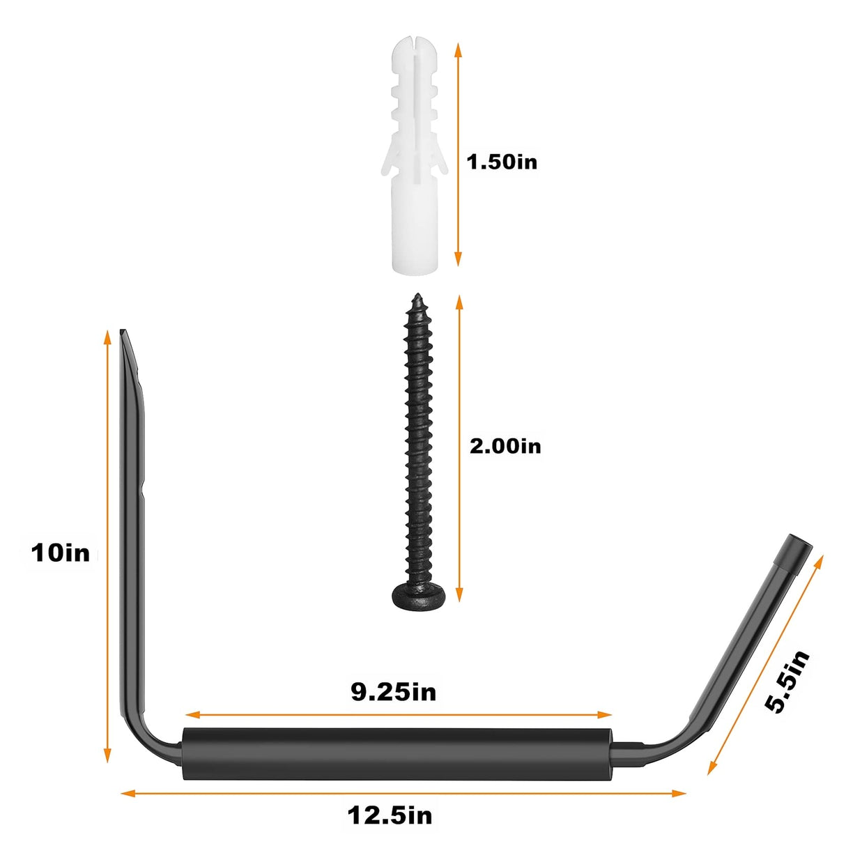 WALMANN Lightweight Kayak Storage Rack, Wall Mount Kayak Hooks for Garage Utility Storage Hangers for Canoe, Surfboard, Skiis, Snowboard, Paddle WALMANN