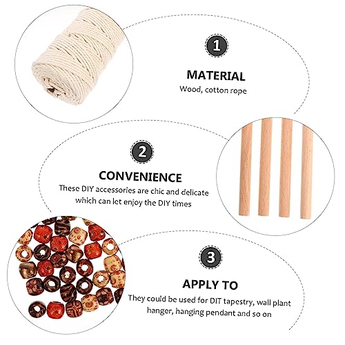 STOBOK 1 Set Tapestry DIY Accessories Macrame Kit Plant Unfinished Wood Circles Macrame Cord Making Craft Foe Adults Macrame Kits for Starter Bead STOBOK