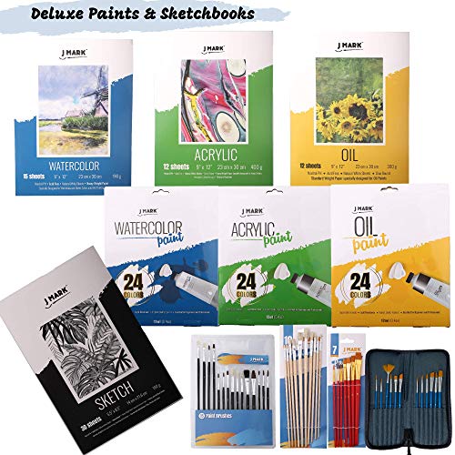 J MARK Premium Large Painting Kit – All in Deluxe Acrylic, Watercolor and Oil Painting Set J MARK