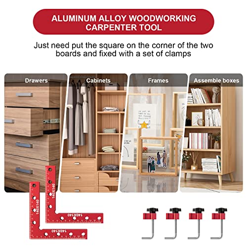 Tpaitlss Aluminum Alloy 90 degree Positioning Square 5.5" Right Angle Clamp 140x140mm L Ruler Woodworking Carpenter Tools tpaitlss