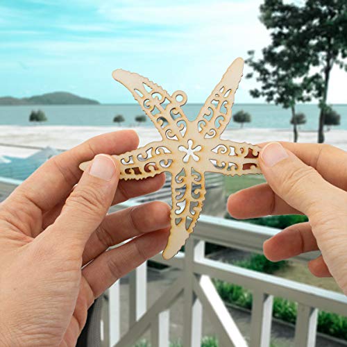 Summer-Ray 12 Wooden Sea Theme Laser Cutout DIY Craft Party Decoration Room Decoration Seahorse, Helm, Sea Turtle, Starfish Summer-Ray.com
