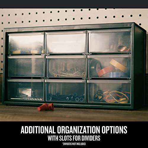 Craftsman Plastic Storage Organizer Bin System, 9 Compartment, Modular, Home Office Craftsman