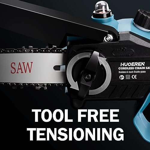 Cordless Mini Chainsaw Compatible With Makita 18v Battery,Huoeren Brushless Handheld 6 Inch Small Chain Saw With Oiler, 2 Chains And Chain File For Huoeren