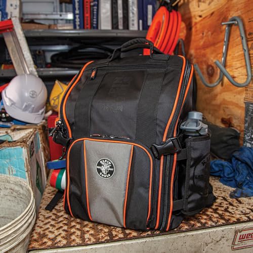 Klein Tools 55482 Tool Bag Backpack, Heavy Duty Tradesman Pro Tool Organizer with 21 Pockets and Large Interior, Water Resistant Klein Tools