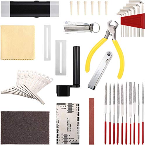 TIMESETL 44 Pcs Guitar Repairing Maintenance Tool Kit, Complete Stainless Steel Guitar Setup Kit Repair Tools for Guitar Ukulele Bass Mandolin Banjo TIMESETL