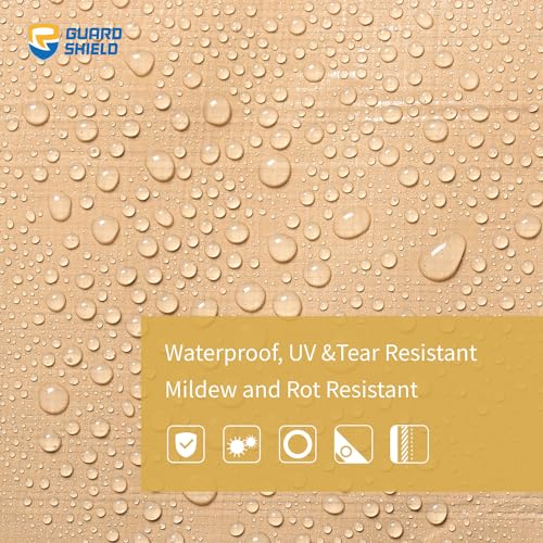 GUARD SHIELD Tarps Heavy Duty Plus+ Waterproof 12x20 Feet Beige/Khaki Multi-Purpose Thick Poly Tarp Cover 12mil GUARD SHIELD