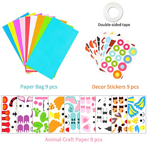 WATINC 9Pack Hand Puppet Art Craft Paper Sock Puppets DIY Making Your Own Puppet Kits Party Favors Wiggle Googly Eyes Storytelling Party Supplies WATINC