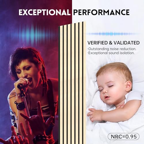 Ritollo Wood Panels for Wall and Ceiling, 94.5"ร11" Wall Panels for Interior Wall Decor, 3D Wood Slat Wall Panel/Fluted Sound Absorbing Panel - Oak 2 RITOLLO